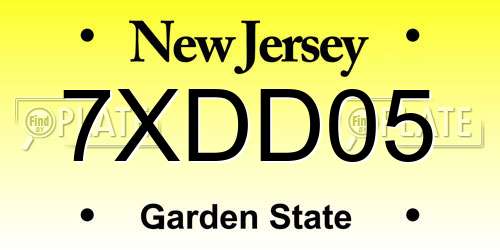 7XDD05 New Jersey License Plate