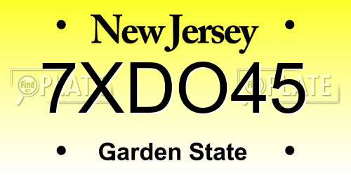 7XDO45 New Jersey License Plate