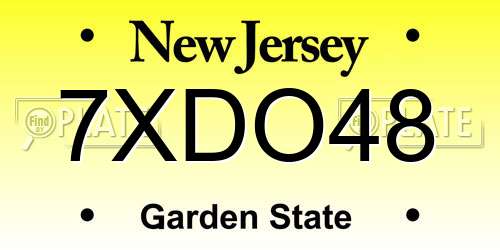 7XDO48 New Jersey License Plate