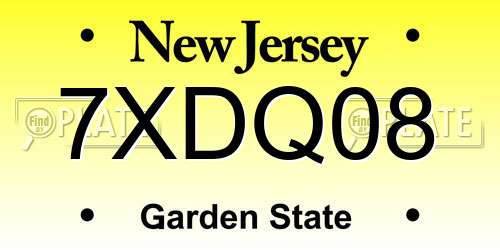 7XDQ08 New Jersey License Plate