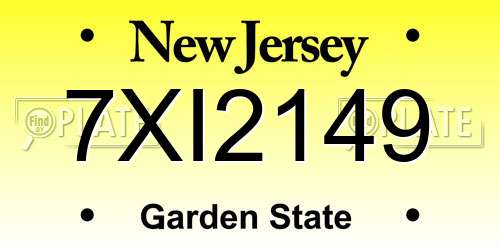 7XI2149 New Jersey License Plate