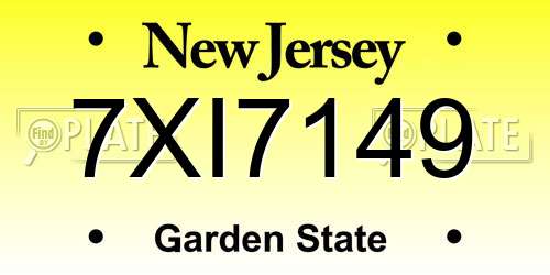 7XI7149 New Jersey License Plate