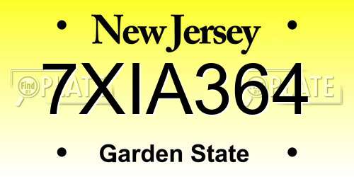 7XIA364 New Jersey License Plate