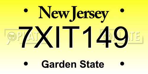 7XIT149 New Jersey License Plate