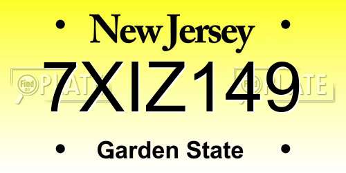 7XIZ149 New Jersey License Plate
