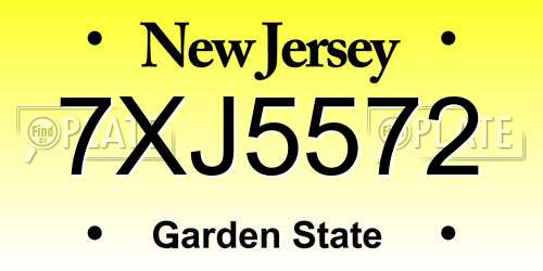 7XJ5572 New Jersey License Plate
