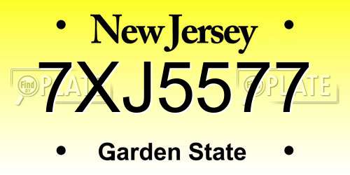 7XJ5577 New Jersey License Plate