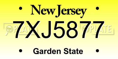 7XJ5877 New Jersey License Plate