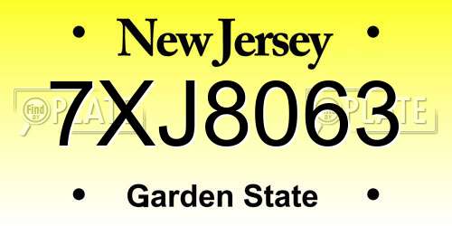 7XJ8063 New Jersey License Plate