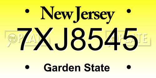 7XJ8545 New Jersey License Plate