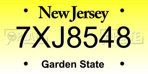 7XJ8548 New Jersey License Plate