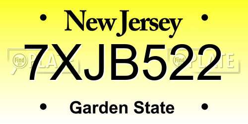 7XJB522 New Jersey License Plate