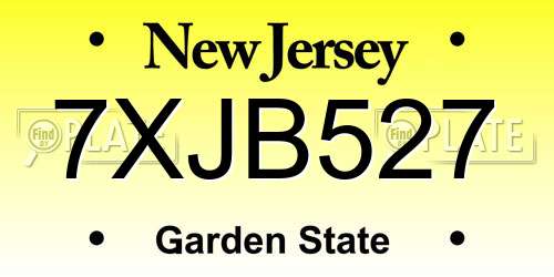 7XJB527 New Jersey License Plate
