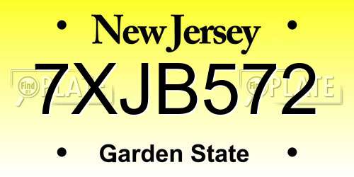 7XJB572 New Jersey License Plate