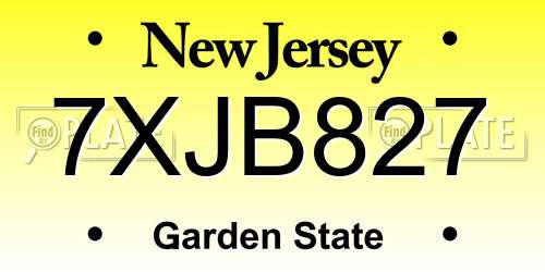 7XJB827 New Jersey License Plate