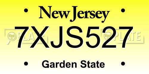 7XJS527 New Jersey License Plate