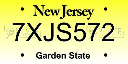 7XJS572 New Jersey License Plate