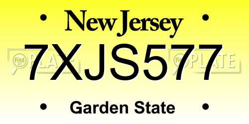 7XJS577 New Jersey License Plate
