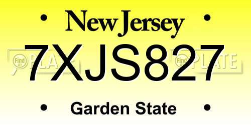 7XJS827 New Jersey License Plate