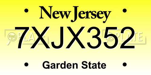 7XJX352 New Jersey License Plate