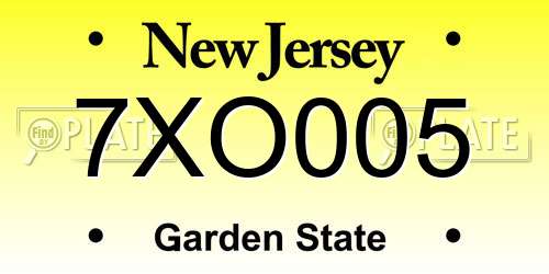 7XO005 New Jersey License Plate