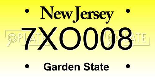 7XO008 New Jersey License Plate