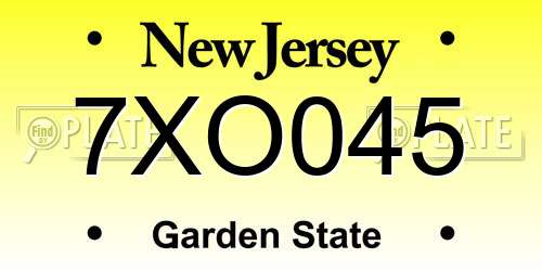 7XO045 New Jersey License Plate