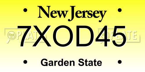 7XOD45 New Jersey License Plate