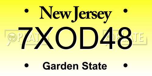7XOD48 New Jersey License Plate