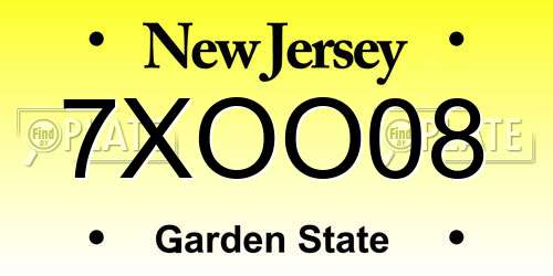 7XOO08 New Jersey License Plate