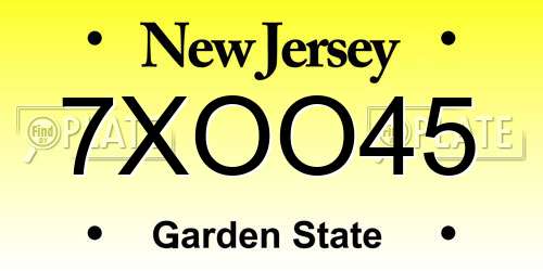 7XOO45 New Jersey License Plate