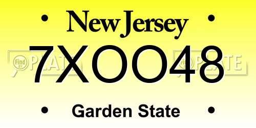 7XOO48 New Jersey License Plate