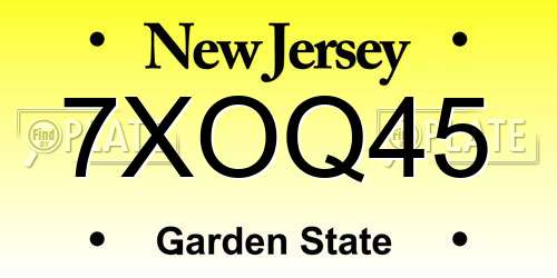 7XOQ45 New Jersey License Plate