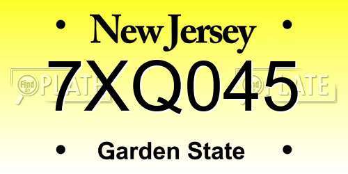 7XQ045 New Jersey License Plate