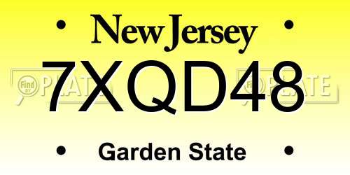 7XQD48 New Jersey License Plate