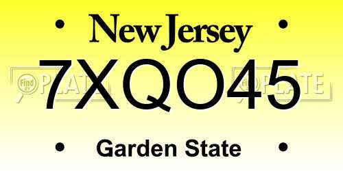 7XQO45 New Jersey License Plate