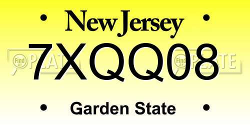 7XQQ08 New Jersey License Plate