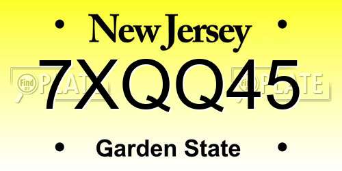 7XQQ45 New Jersey License Plate