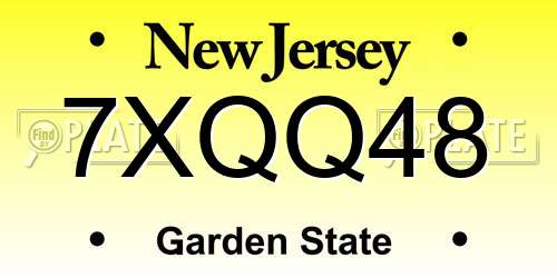 7XQQ48 New Jersey License Plate