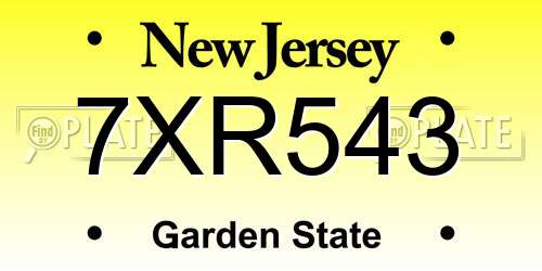 7XR543 New Jersey License Plate