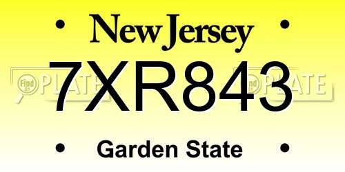 7XR843 New Jersey License Plate