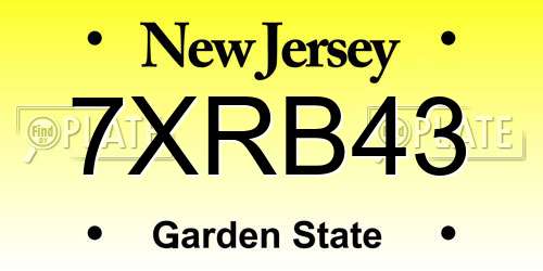 7XRB43 New Jersey License Plate