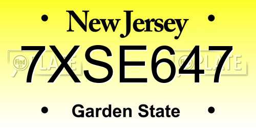 7XSE647 New Jersey License Plate