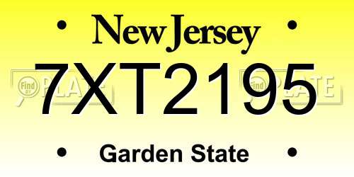7XT2195 New Jersey License Plate