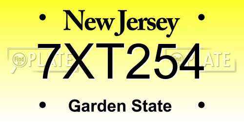 7XT254 New Jersey License Plate