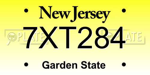 7XT284 New Jersey License Plate