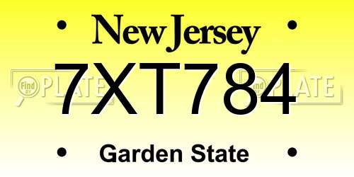 7XT784 New Jersey License Plate