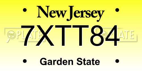 7XTT84 New Jersey License Plate