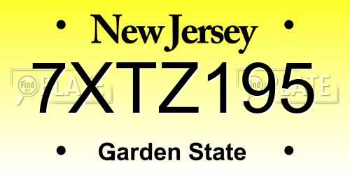 7XTZ195 New Jersey License Plate