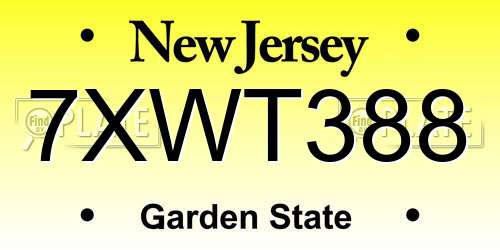 7XWT388 New Jersey License Plate